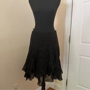 Ralph Lauren Blue Label Flamenco Style Linen & Silk Skirt Black Size 4